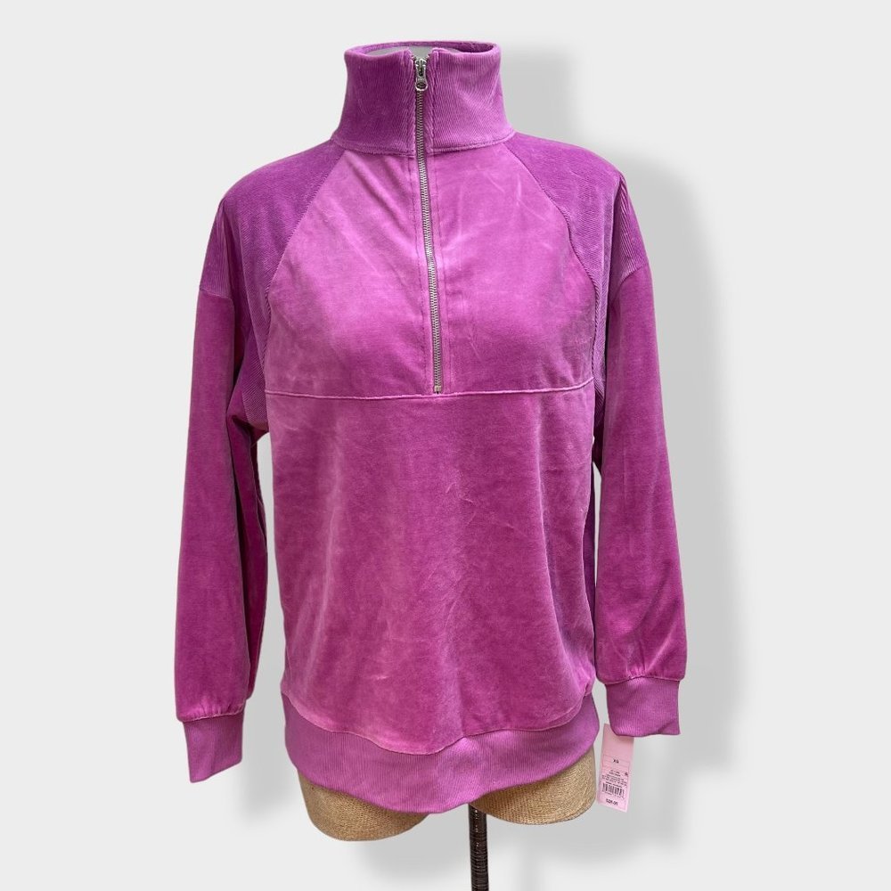 WILD Fable Purple Quarter Zip Velour Sweater‎ XS